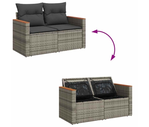 vidaXL 10-daļīgs dārza dīvāna komplekts matrači pelēka PE rotangpalma