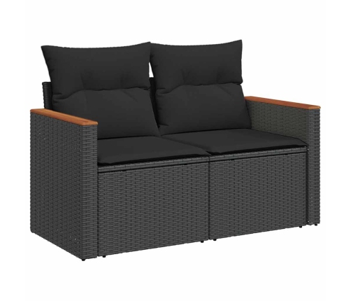 vidaXL 11-daļīgs dārza dīvāna komplekts, matrači, melna PE rotangpalma