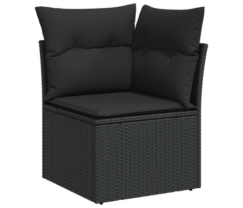 vidaXL 11-daļīgs dārza dīvāna komplekts, matrači, melna PE rotangpalma