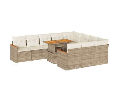 11-Daļīgs Dārza Dīvāna Komplekts, Matrači, Bēša Pe Rotangpalma Vidaxl