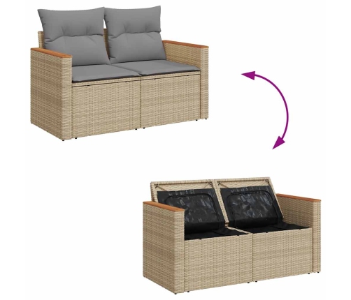 vidaXL 11-daļīgs dārza dīvāna komplekts, matrači, bēša PE rotangpalma