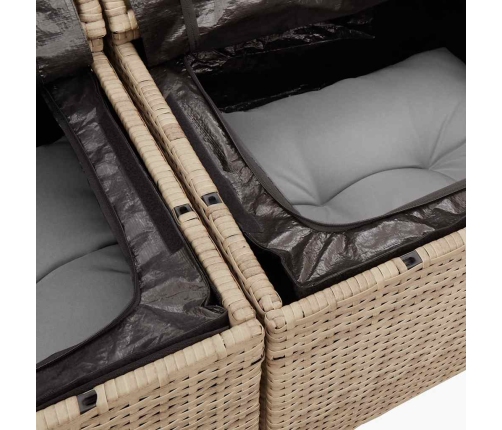 vidaXL 11-daļīgs dārza dīvāna komplekts, matrači, bēša PE rotangpalma