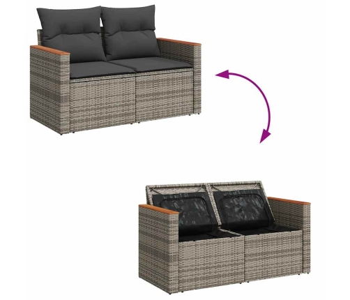 vidaXL 11-daļīgs dārza dīvāna komplekts ar matračiem, pelēks PE pinums