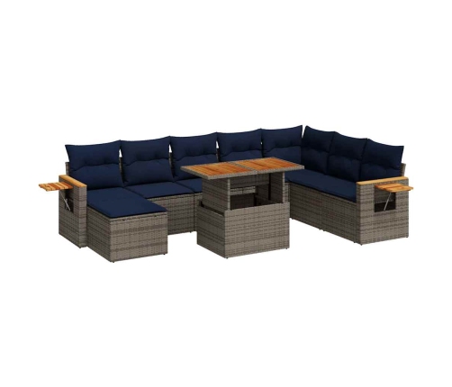 10-Daļīgs Dārza Dīvāna Komplekts Matrači Pelēka Pe Rotangpalma Vidaxl