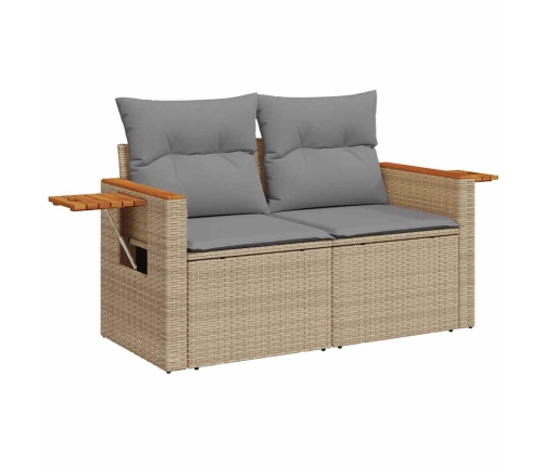 vidaXL 10-daļīgs dārza dīvāna komplekts, matrači, bēša PE rotangpalma