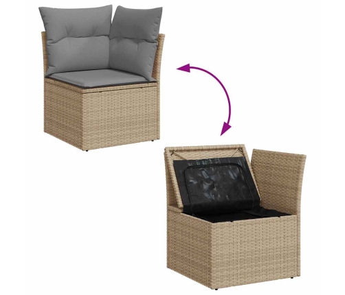 vidaXL 10-daļīgs dārza dīvāna komplekts, matrači, bēša PE rotangpalma