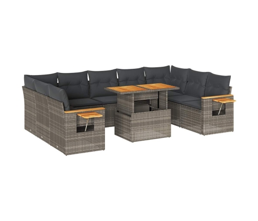 10-Daļīgs Dārza Dīvāna Komplekts Matrači Pelēka Pe Rotangpalma Vidaxl