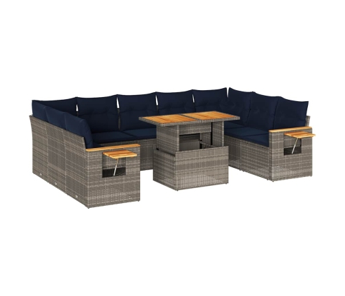 10-Daļīgs Dārza Dīvāna Komplekts Matrači Pelēka Pe Rotangpalma Vidaxl