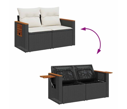 vidaXL 10-daļīgs dārza dīvāna komplekts, matrači, melna PE rotangpalma