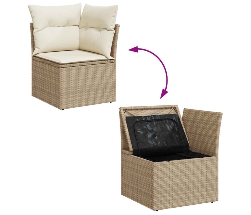 vidaXL 10-daļīgs dārza dīvāna komplekts, matrači, bēša PE rotangpalma