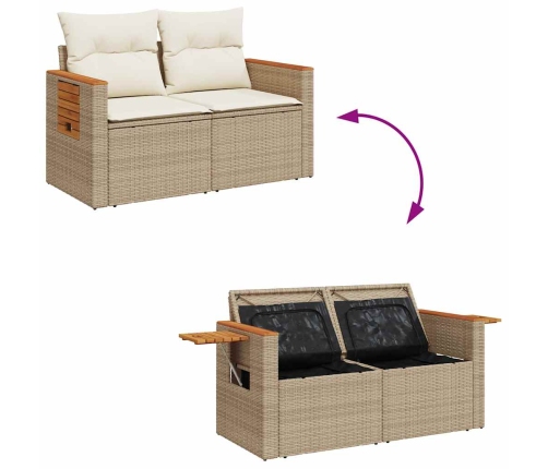 vidaXL 10-daļīgs dārza dīvāna komplekts, matrači, bēša PE rotangpalma