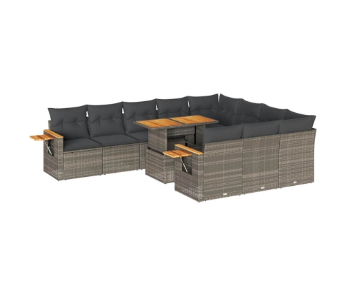 vidaXL 10-daļīgs dārza dīvāna komplekts matrači pelēka PE rotangpalma