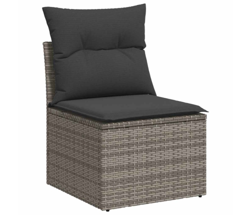 vidaXL 10-daļīgs dārza dīvāna komplekts matrači pelēka PE rotangpalma