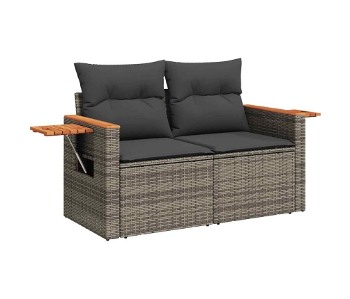 vidaXL 10-daļīgs dārza dīvāna komplekts matrači pelēka PE rotangpalma