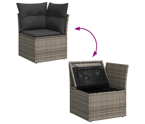 vidaXL 10-daļīgs dārza dīvāna komplekts matrači pelēka PE rotangpalma