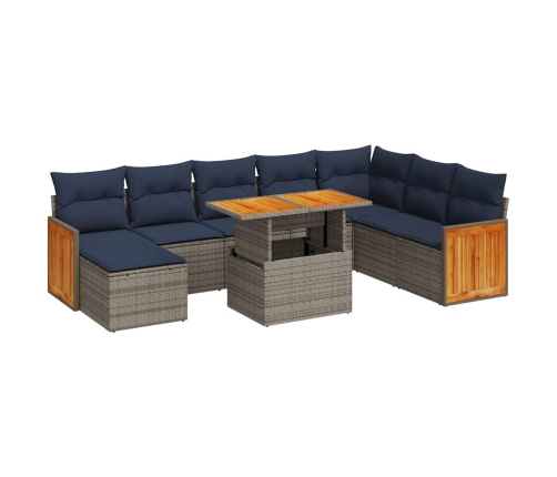 11-Daļīgs Dārza Dīvāna Komplekts Ar Matračiem, Pelēks Pe Pinums Vidaxl