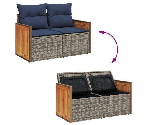 11-Daļīgs Dārza Dīvāna Komplekts Ar Matračiem, Pelēks Pe Pinums Vidaxl