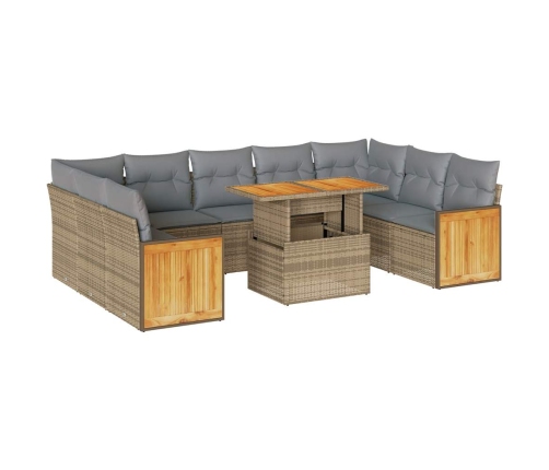 10-Daļīgs Dārza Dīvāna Komplekts, Matrači, Bēša Pe Rotangpalma Vidaxl