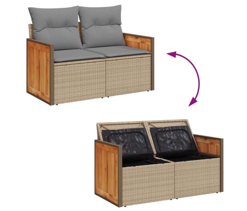 10-Daļīgs Dārza Dīvāna Komplekts, Matrači, Bēša Pe Rotangpalma Vidaxl