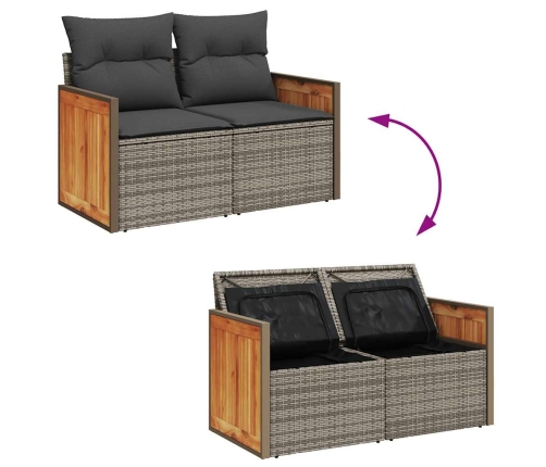 vidaXL 10-daļīgs dārza dīvāna komplekts matrači pelēka PE rotangpalma