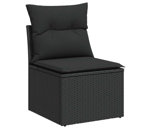 vidaXL 11-daļīgs dārza dīvāna komplekts, matrači, melna PE rotangpalma