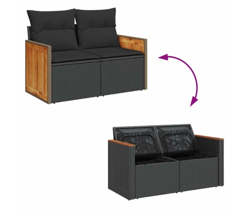 vidaXL 11-daļīgs dārza dīvāna komplekts, matrači, melna PE rotangpalma