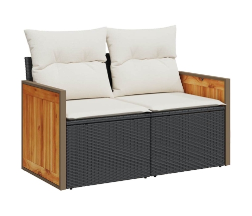 vidaXL 11-daļīgs dārza dīvāna komplekts, matrači, melna PE rotangpalma