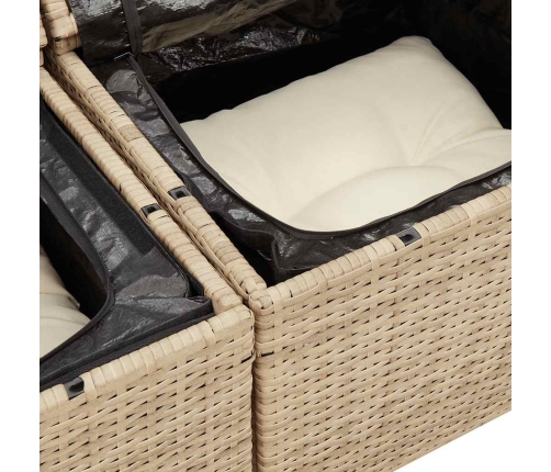 vidaXL 11-daļīgs dārza dīvāna komplekts, matrači, bēša PE rotangpalma