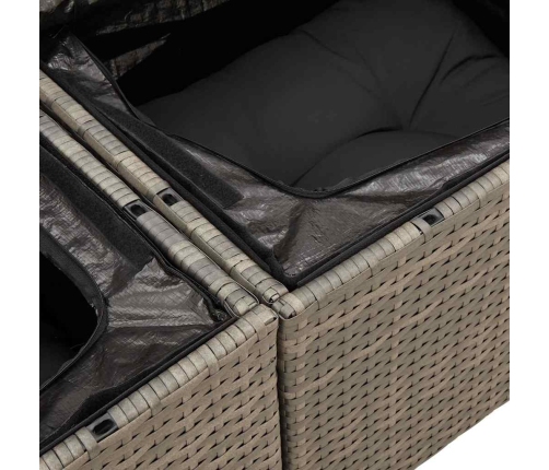 vidaXL 11-daļīgs dārza dīvāna komplekts ar matračiem, pelēks PE pinums