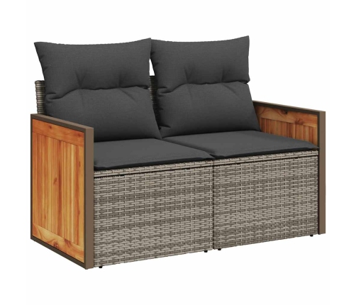 vidaXL 11-daļīgs dārza dīvāna komplekts ar matračiem, pelēks PE pinums