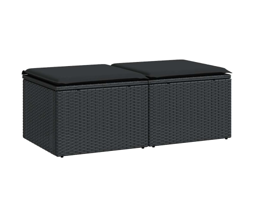 vidaXL 2-daļīgs dārza dīvāna komplekts, matrači, melna PE rotangpalma
