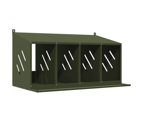 Vistu Ligzdošanas Kaste Ar 4 Nodalījumiem Olīvzaļa Metāla Vidaxl