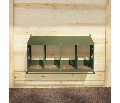 Vistu Ligzdošanas Kaste Ar 4 Nodalījumiem Olīvzaļa Metāla Vidaxl