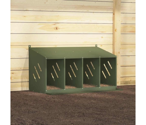 Vistu Ligzdošanas Kaste Ar 4 Nodalījumiem Olīvzaļa Metāla Vidaxl