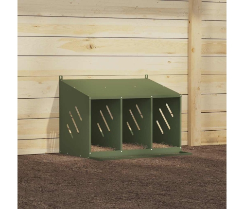 Vistu Ligzdošanas Kaste Ar 3 Nodalījumiem Olīvzaļa Metāla Vidaxl