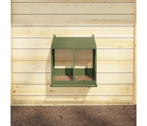 Vistu Ligzdošanas Kaste Ar 2 Nodalījumiem Olīvzaļa Metāla Vidaxl