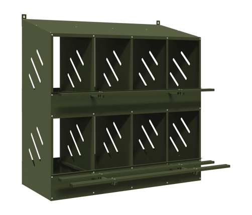 Vistu Ligzdošanas Kaste Ar 8 Nodalījumiem Olīvzaļa Metāla Vidaxl