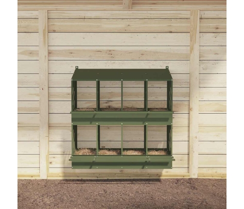 Vistu Ligzdošanas Kaste Ar 8 Nodalījumiem Olīvzaļa Metāla Vidaxl