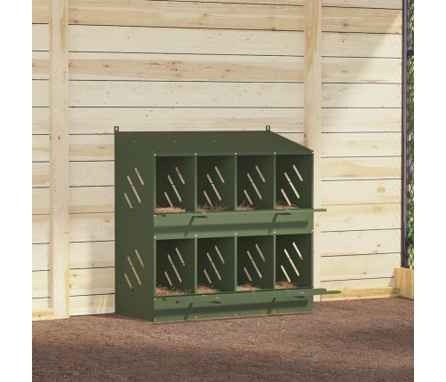 Vistu Ligzdošanas Kaste Ar 8 Nodalījumiem Olīvzaļa Metāla Vidaxl