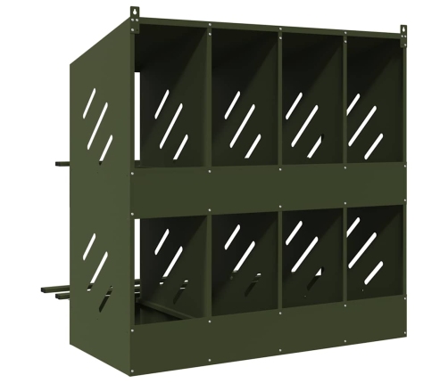 Vistu Ligzdošanas Kaste Ar 8 Nodalījumiem Olīvzaļa Metāla Vidaxl