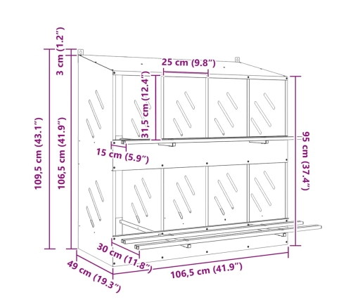 Vistu Ligzdošanas Kaste Ar 8 Nodalījumiem Olīvzaļa Metāla Vidaxl