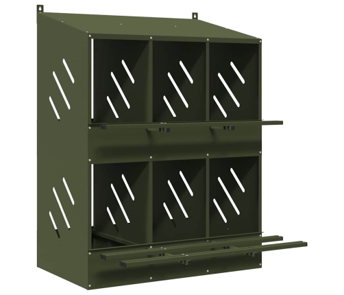 Vistu Ligzdošanas Kaste Ar 6 Nodalījumiem Olīvzaļa Metāla Vidaxl