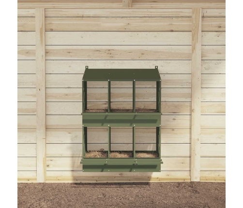 Vistu Ligzdošanas Kaste Ar 6 Nodalījumiem Olīvzaļa Metāla Vidaxl