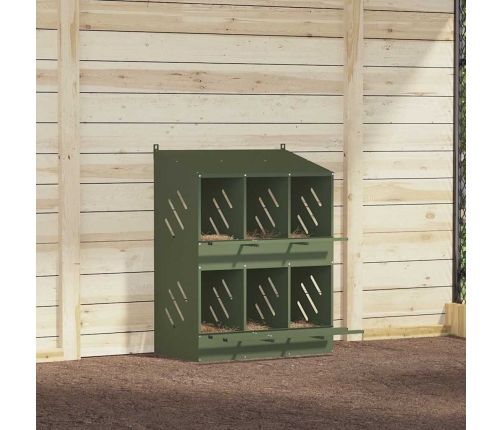 Vistu Ligzdošanas Kaste Ar 6 Nodalījumiem Olīvzaļa Metāla Vidaxl