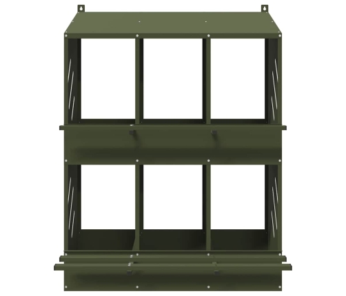 Vistu Ligzdošanas Kaste Ar 6 Nodalījumiem Olīvzaļa Metāla Vidaxl