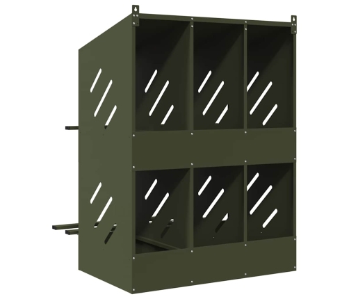 Vistu Ligzdošanas Kaste Ar 6 Nodalījumiem Olīvzaļa Metāla Vidaxl