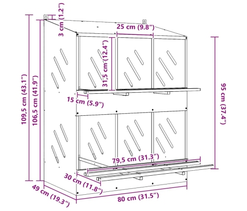 Vistu Ligzdošanas Kaste Ar 6Nodalījumiem Cinkota Sudraba Metāla Vidaxl