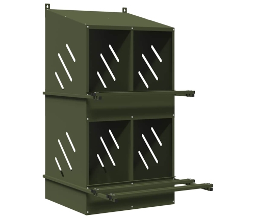 Vistu Ligzdošanas Kaste Ar 4 Nodalījumiem Olīvzaļa Metāla Vidaxl