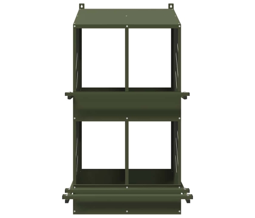 Vistu Ligzdošanas Kaste Ar 4 Nodalījumiem Olīvzaļa Metāla Vidaxl