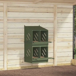 Vistu Ligzdošanas Kaste Ar 4 Nodalījumiem Olīvzaļa Metāla Vidaxl